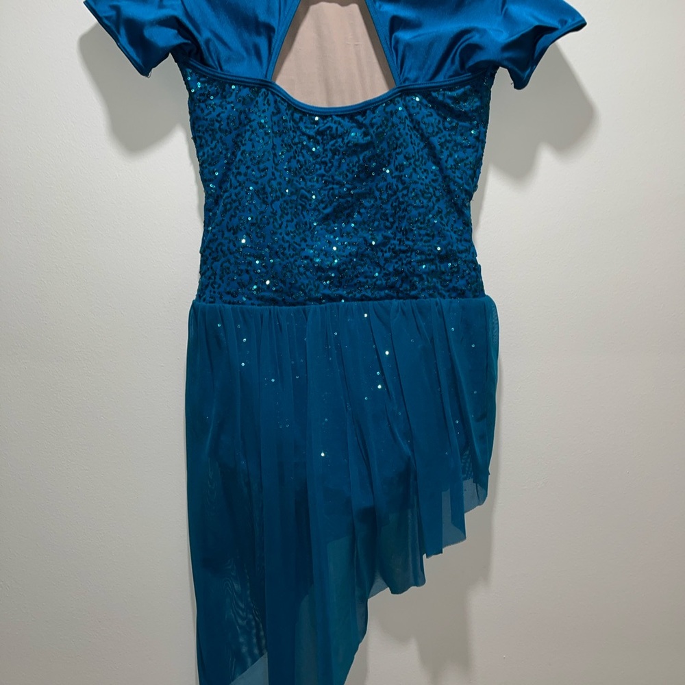 Weissman Teal High-Low Dance lyrical dress - Picture 9 of 11